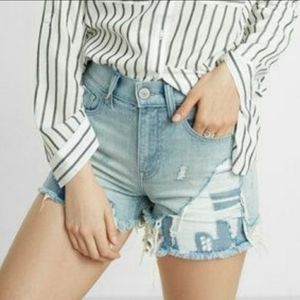 Express Distressed Cut Off Jean Shorts Denim